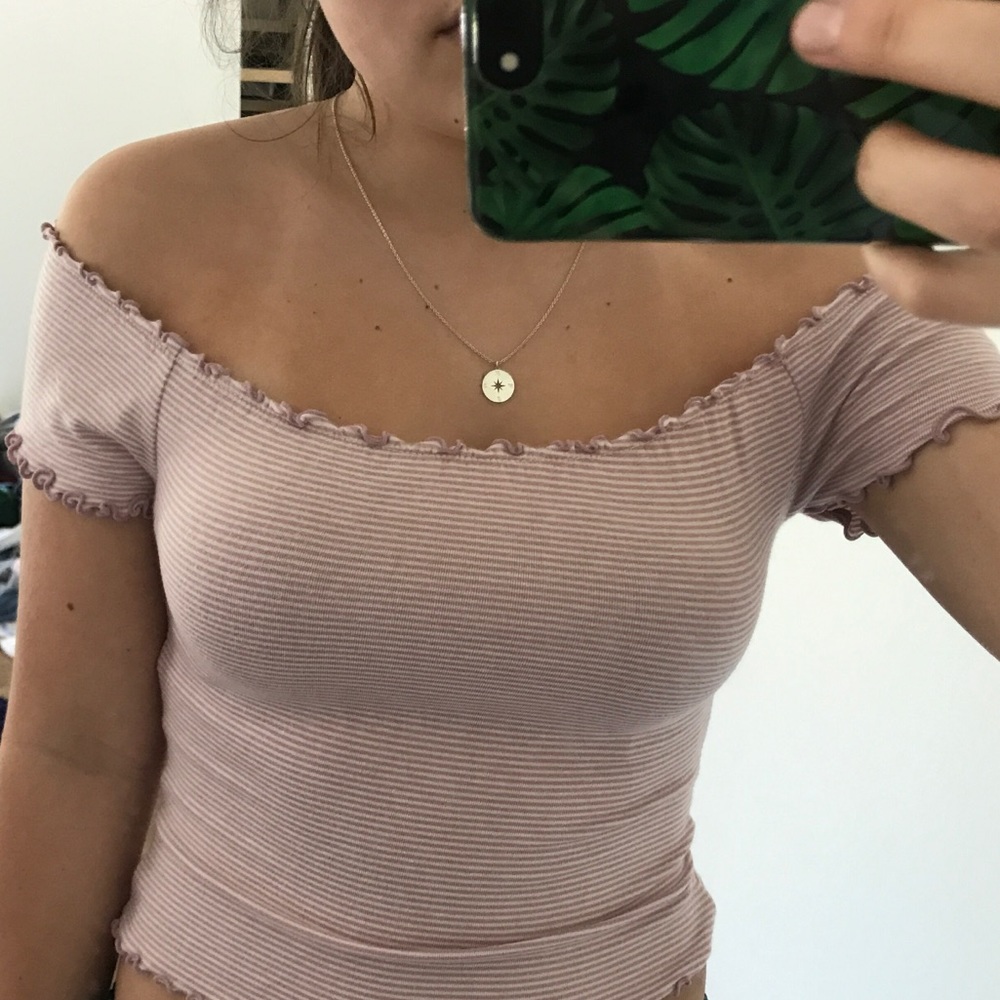 Striped off the shoulder top